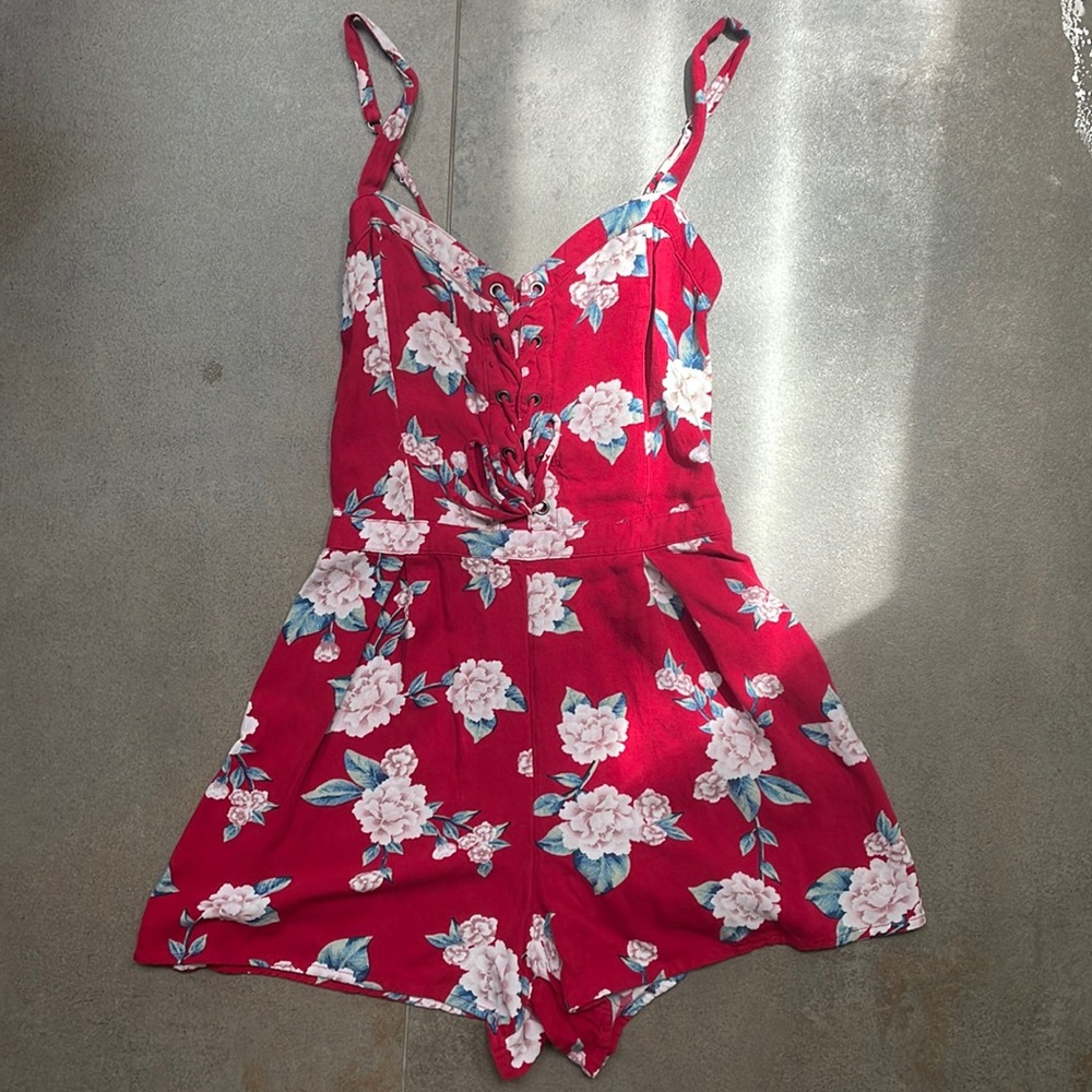 Red Floral Romper
